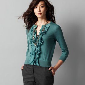 ANN TAYLOR Loft Ruffle Front Cardigan Small